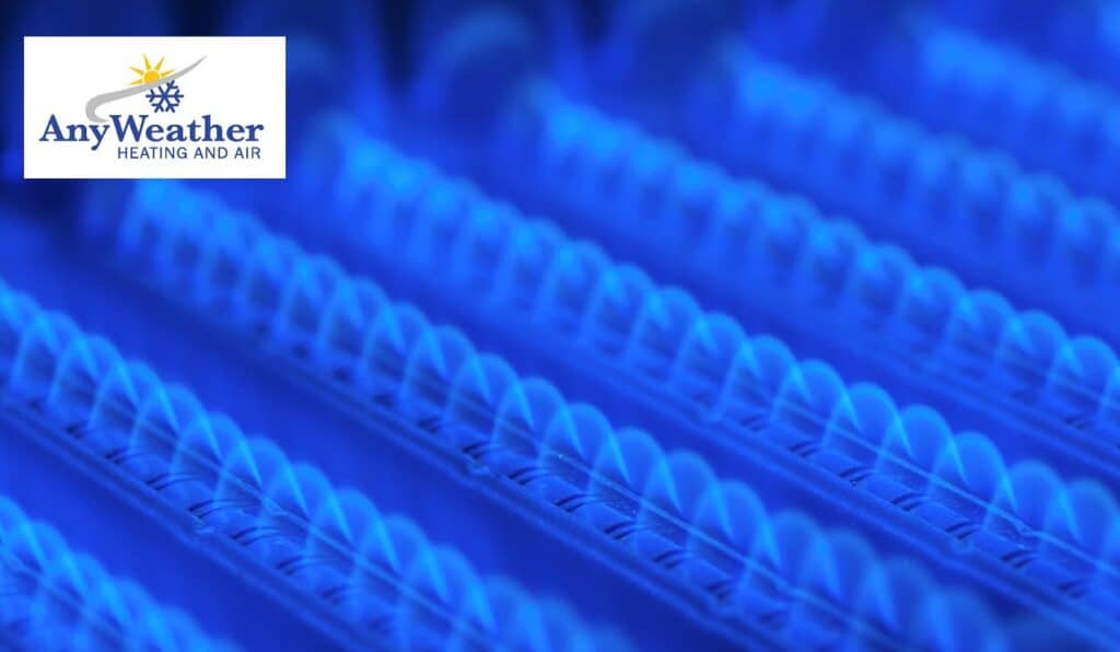 Blue Gas Flames representing AnyWeather Heating & Air's furnace and heating system services
